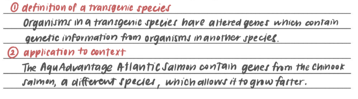 Sample response to a transgenic species biology question